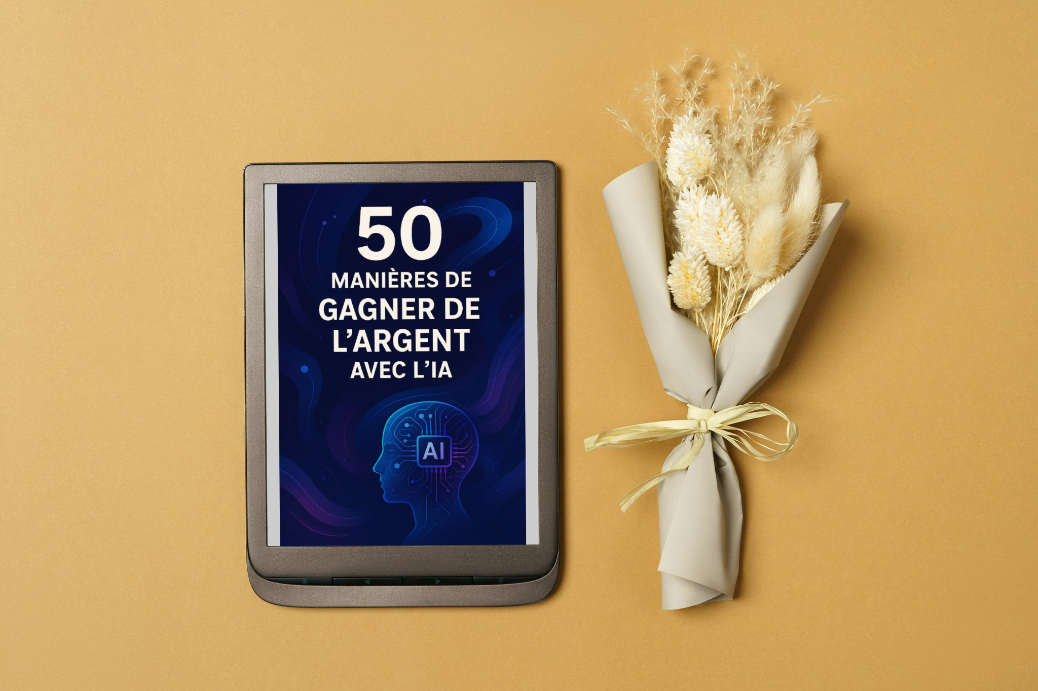 Couverture du bonus e-book 50 manières de gagner de l'argent avec l'IA